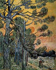 Motief Van Gogh - Dennen met ondergaande zon